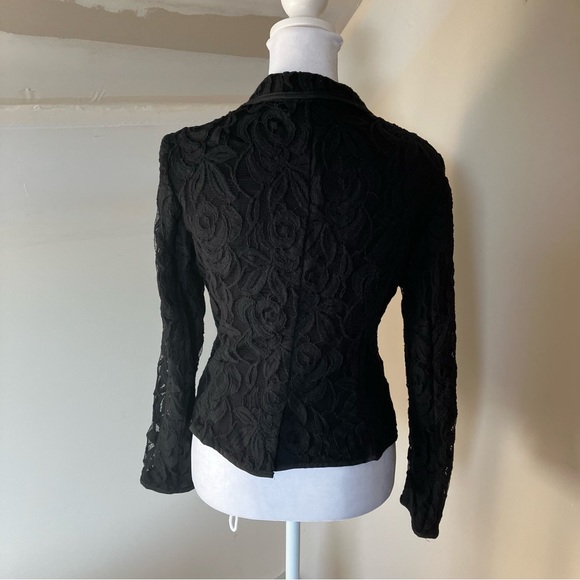 INC International Concepts Petite Black Lace One Button Blazer size Pet Small - Picture 5 of 9